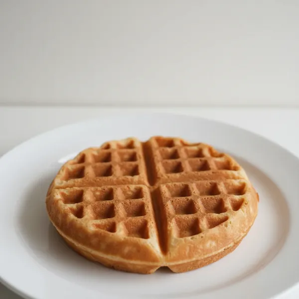 A perfectly cooked golden brown mini waffle on a plate, ready to be served.