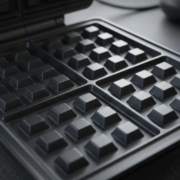 Close-up of a well-maintained non-stick waffle maker surface.